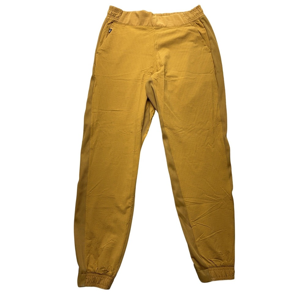 Athleta Textured Brooklyn Jogger Pants Womens 8 Yellow Elastic Waist Zip Pocket